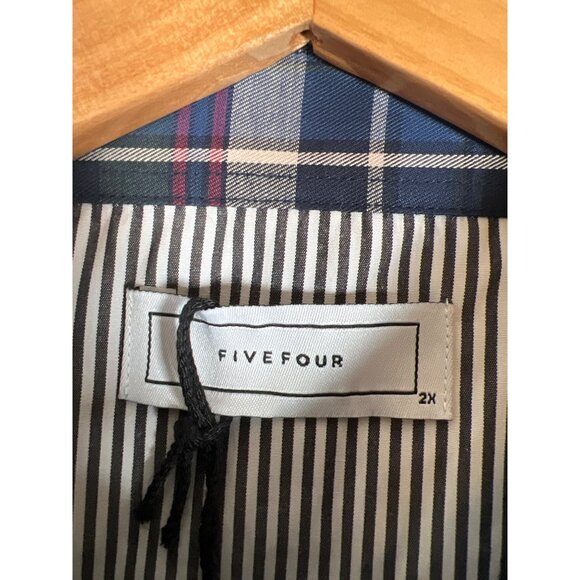 NWT FIVE FOUR Men Size 2XL Woven Plaid Shirt Cotton Button Down Collar Elbow Pad - Picture 6 of 13